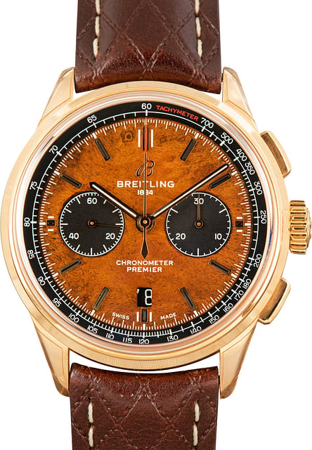 Used Breitling Premier B01 Chronograph 42 Bentley Centenary Burl Elm Dial
