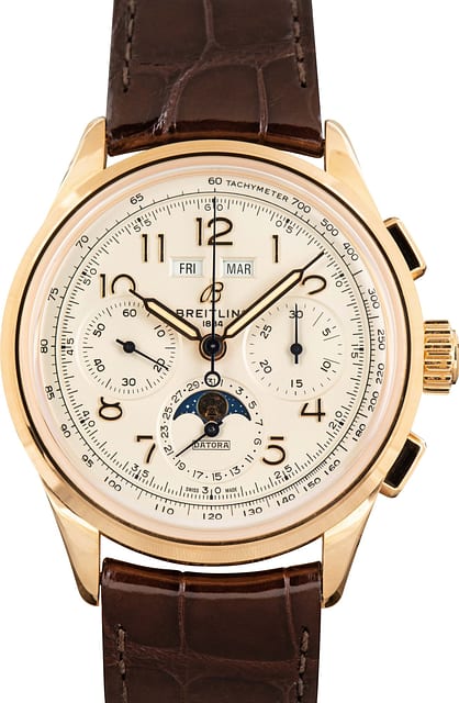 Pre-Owned Breitling Premier B25 Datora 42 18k Red Gold