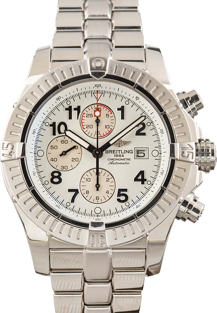 Pre-Owned White Dial Breitling Super Avenger Chronograph