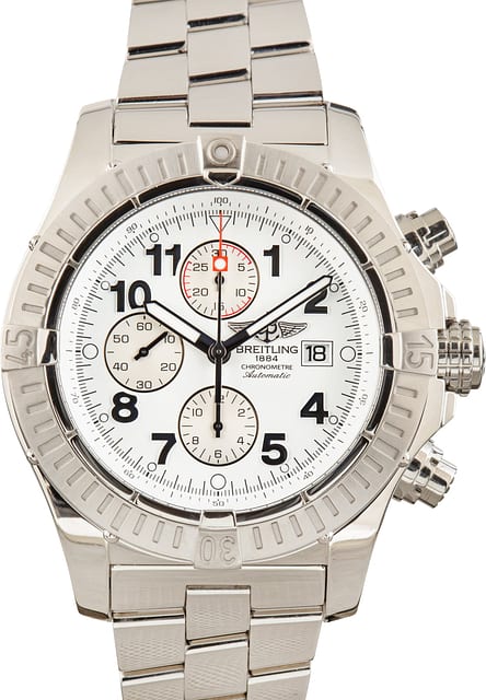 Pre-Owned Breitling Super Avenger Chronograph White Arabic Dial