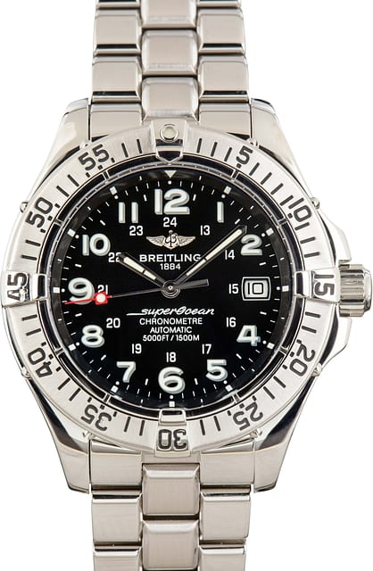 Preowned Breitling Superocean Black Arabic Dial