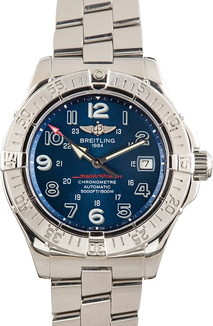 Pre-owned Breitling SuperOcean Blue Arabic Dial
