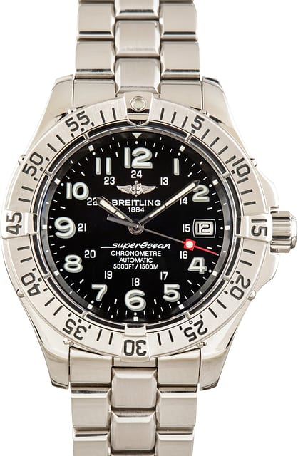 Pre-Owned Breitling SuperOcean Stainless Steel Black Arabic Dial