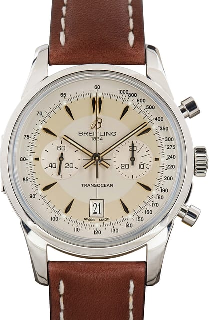 Pre-Owned Breitling Transocean Chronograph Leather Strap