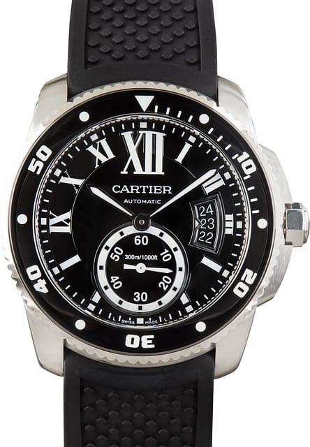 Pre-Owned Calibre De Cartier Ref W7100056 Black Roman Dial