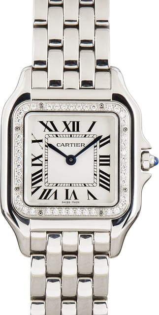 Used Panth&egrave;re de Cartier W4PN0008 Medium Model Diamond Bezel