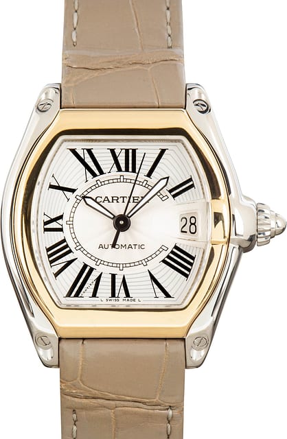 Pre-owned Cartier Roadster W62031Y4 Steel & Yellow Gold