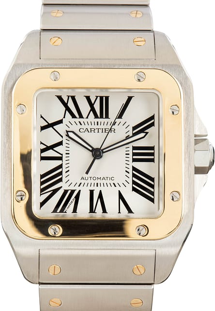 Pre-Owned Cartier Santos 100 W200728G Steel & 18k Yellow Gold