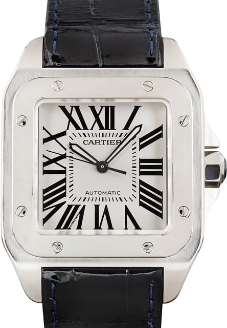 Used Cartier Santos 100 Steel W20073X8 Silver Dial
