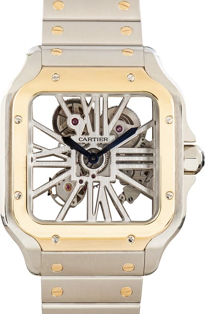 Pre-Owned Santos de Cartier Ref WHSA0019 Skeleton Dial