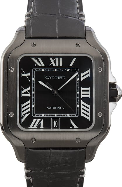 Used Santos de Cartier WSSA0039 Large Black Steel Model