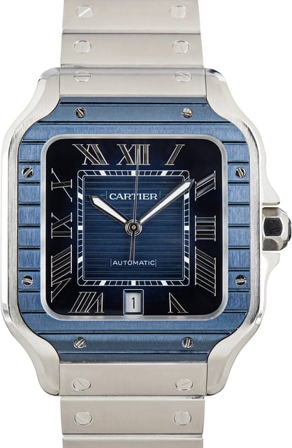 Pre-Owned Cartier Santos De Cartier WSSA0048 Blue Dial