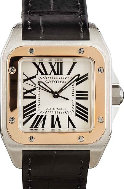 Cartier Santos 100 Stainless Steel & 18k Rose Gold