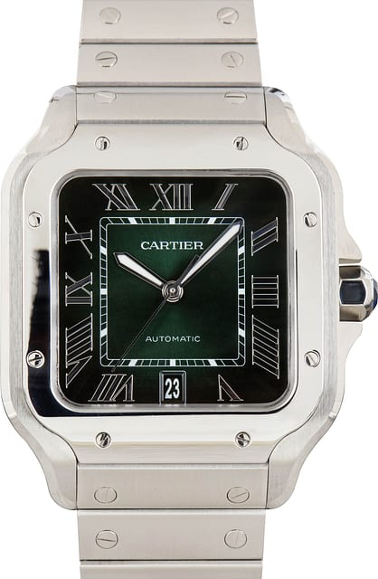 Used Cartier Santos de Cartier WSSA0062 Large Green Dial