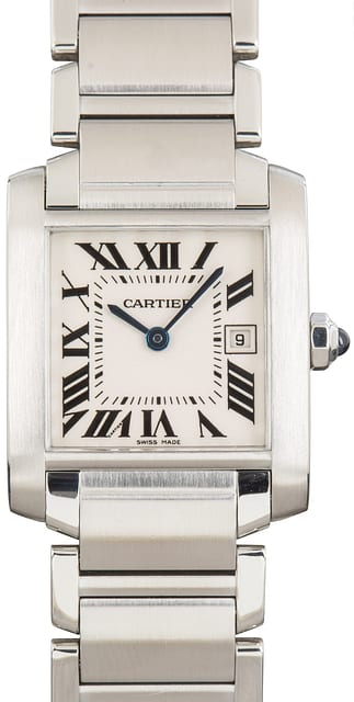 Pre-owned Cartier Tank Francaise W51011Q3 Silver Roman Dial