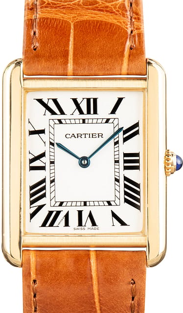 Pre-Owned Cartier Tank Solo W1018855 Yellow Gold Large Model