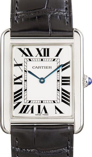 Pre-Owned Cartier Tank Solo W1018355 Large White Roman Dial