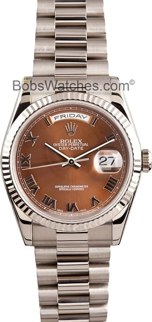 Mens Rolex President 18k White Gold w/ Copper Dial