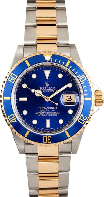 Mens Two Tone Submariner Serial Engraved 16613