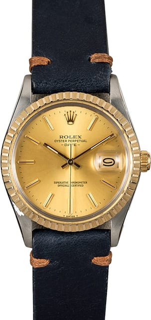 Rolex Date 15053 Champagne w/ Leather
