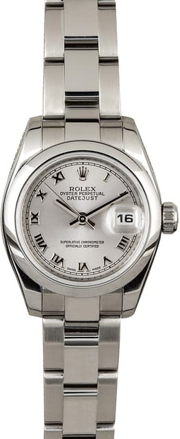 PreOwned Rolex Ladies Datejust 179160 Rhodium Roman