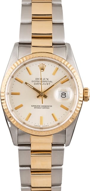 Used Rolex Datejust 16233 Silver Dial Two Tone