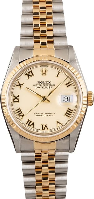 Used Rolex Datejust 16233 Ivory Roman Dial