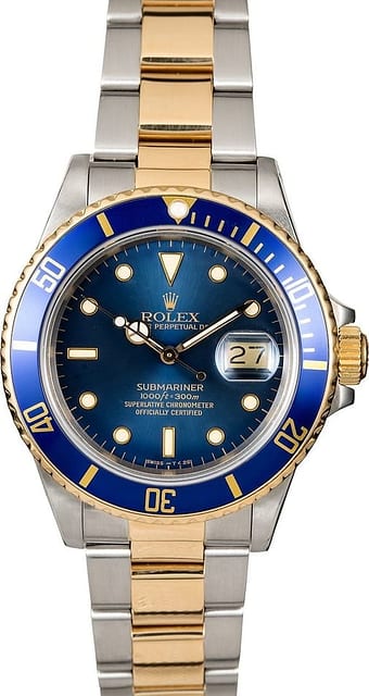 Used Rolex Submariner Ref 16803 Blue Dial Two Tone