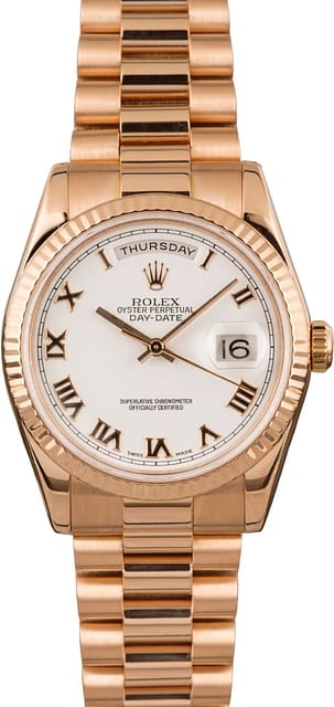 Pre-owned Mens Rolex President 18k Rose Gold Diamond Dial 118235