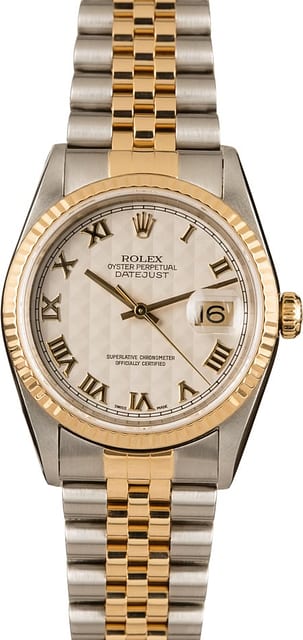Rolex Datejust Ivory Pyramid 16233 Roman Dial