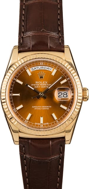 Pre Owned Rolex Day-Date 118138 Cognac Dial