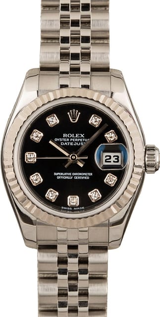 Rolex Lady-Datejust 179174 Black Diamond Dial