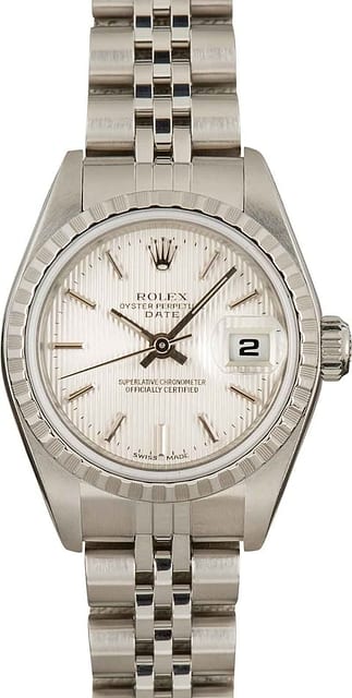 Pre-Owned Rolex Ladies Date 79240 Silver Tapestry Dial