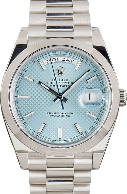 Rolex Day-Date 40 228206 Ice Blue Diagonal Motif Dial