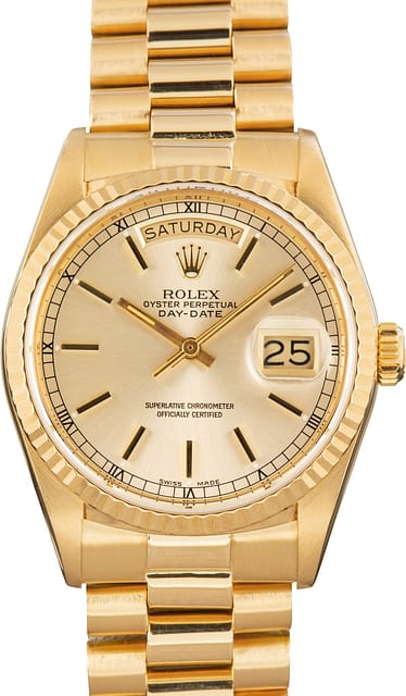Rolex Day-Date 36 Yellow Gold 18038 Silver Dial