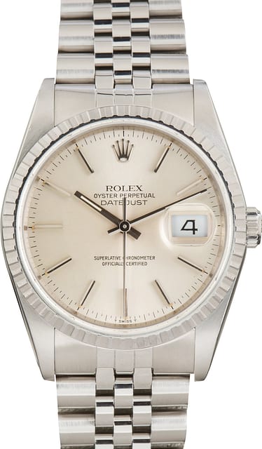 Pre-Owned Rolex Datejust 36 16220 Silver Dial