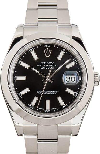 Pre-Owned Rolex Datejust II Steel 116300 Black Dial