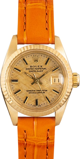 Pre-Owned Lady Rolex Date ref 6917 Champagne Linen Dial
