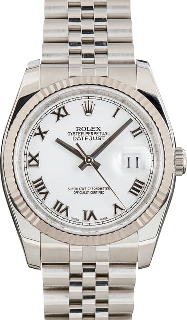 Pre-Owned Rolex Datejust 36 Ref 116234 White Roman Dial