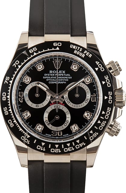 Pre-Owned White Gold Rolex Daytona 116519 Black Diamond Dial
