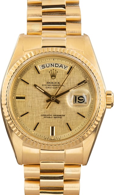 Pre-Owned Rolex Day-Date ref 1803 Champagne Linen Dial