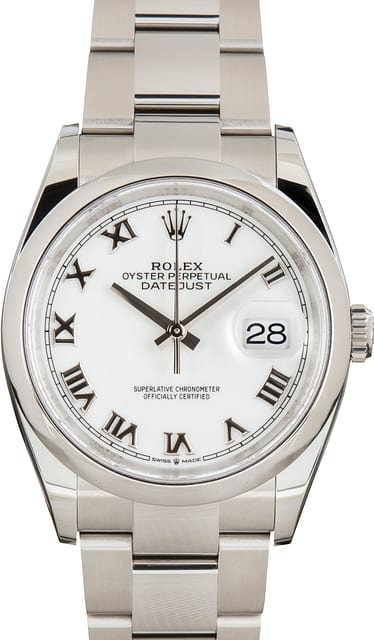 Pre-Owned Rolex Datejust Ref 126200 White Roman Dial