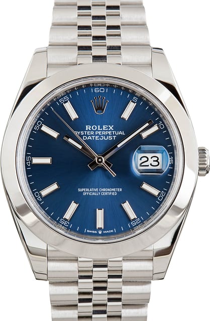 Pre-Owned Rolex Datejust 41 Ref 126300 Blue Chromalight Dial