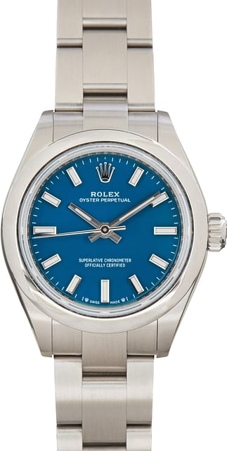 Pre-Owned Rolex Oyster Perpetual 28 276200 Med Blue Dial