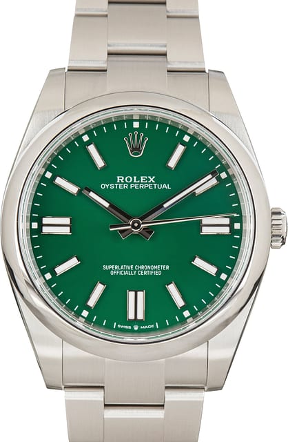 Used Green Dial Rolex Oyster Perpetual 41 Ref 124300