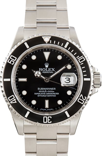 Pre-Owned Rolex Submariner ref 16610 Steel Oyster Black Dial