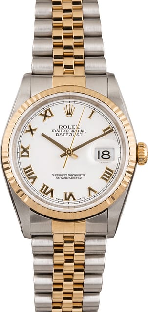 Pre Owned Rolex Datejust White Roman 16233