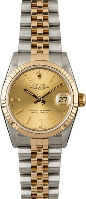 Mid-Size Rolex Datejust 68273 Champagne