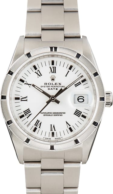 Used Steel Rolex Date 15210 White Roman Dial