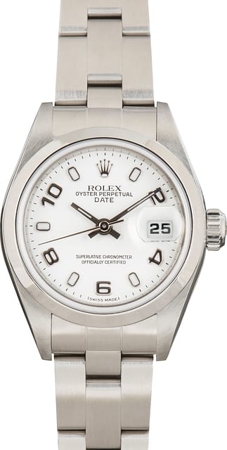 Pre-Owned Lady Rolex Date Steel 69160 White Dial